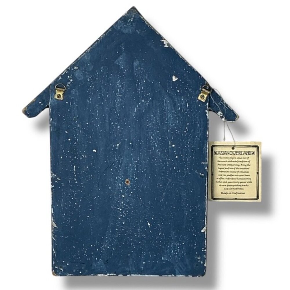 Nautical Boathouse Key Holder Wood  Wall Decor or Freestand Rustic Blue White - Picture 10 of 16